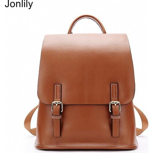 Jonlily Womens Genuine Leather Hiking Backpack Female Fashion Trends Small Travel Rucksack Mini Daypack Teens Purse -KG619