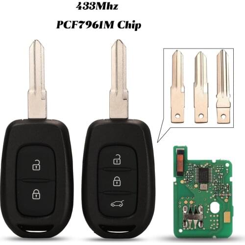 Jingyuqin 2/3Button For Renault Symbol Trafic For Dacia Duster Logan Sandero Replacement Fob 433Mhz PCF7961M Chip Remote Car Key