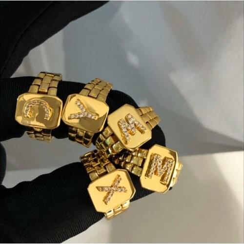 10 pieces letters rings Alphabets ring Fashion jewelry Rings adjustable fashion metal rings for women