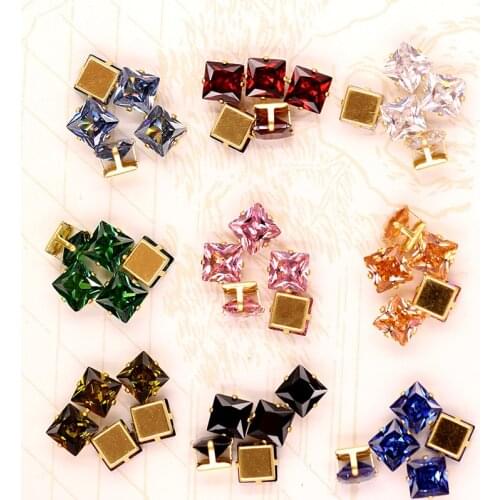 30pcs/lot 8mm square zircon rhinestones sticker glass applique strass crystal for DIY Hot-Fix needlework clothes accessories