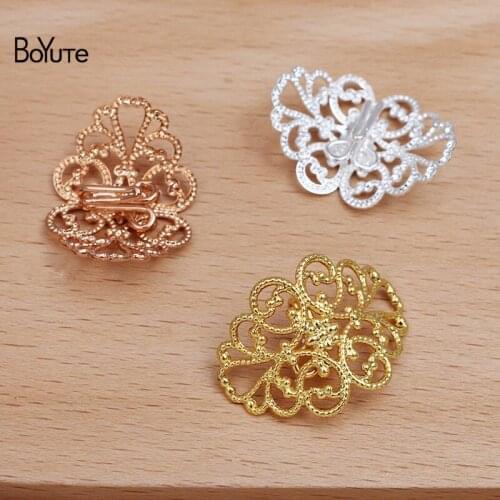 BoYuTe (20 Pieces/Lot) 28*35MM Brass Filigree Hair Clip Clasp Diy Handmade Hair Accessories Parts Wholesale