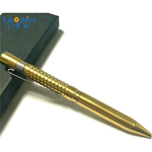 Brass Pen with Pen Holder LED Lights Metal Outdoor Defense Supplies Defensive Pens Multi-function Tactical Ballpoint Pens P327