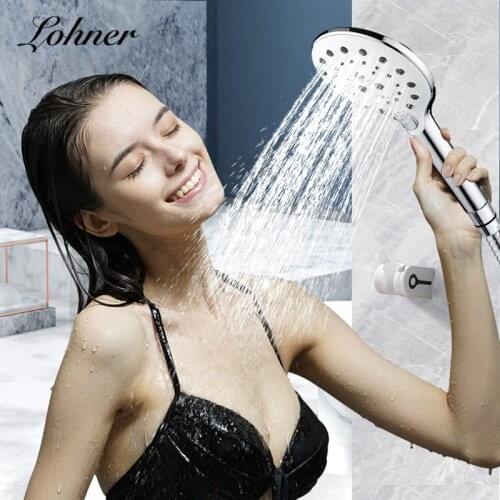 Lohner Bathroom Shower Head 3 Function Button Ducha Efecto Lluvia Round Water Saving Hand Spray Tolet Pet Spa Energy Showerhead
