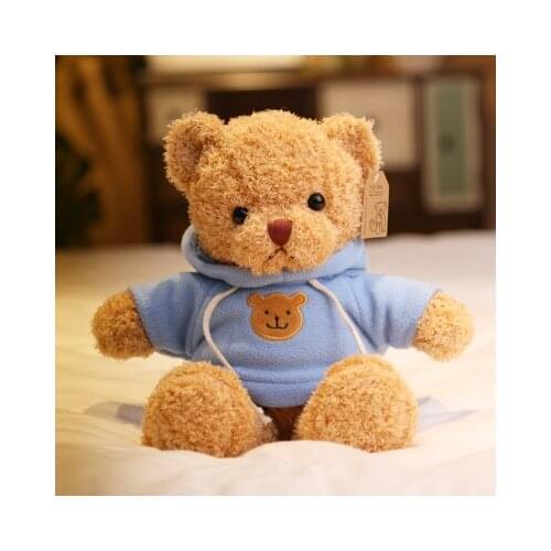 About 28cm cute teddy bear plush toy blue coat bear soft doll kids toy Christmas gift b2194