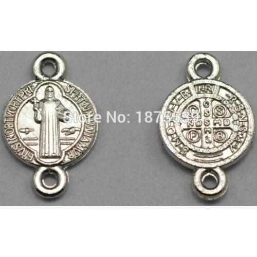 Fashion two hole connectors Saint Benedict medal findings used in rosary and bracelet