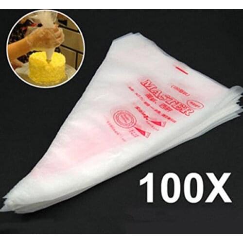 100pcs /bag Disposable Piping Bag Icing Nozzle Fondant Home Cake Decorating Pastry Tips Tools Small Large Medium Size Cake Tools