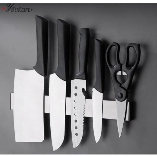 OYOURLIFE Wall Mounted Stainless Steel Knife Stand Kitchen Strong Magnetic Knife Holder Multi-function Kitchen Utensil Holder