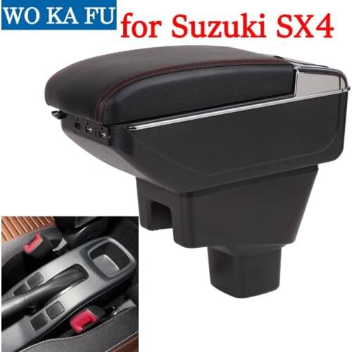 For Suzuki SX4 armrest box central Store content box with cup holder ashtray Can rise with USB accessory