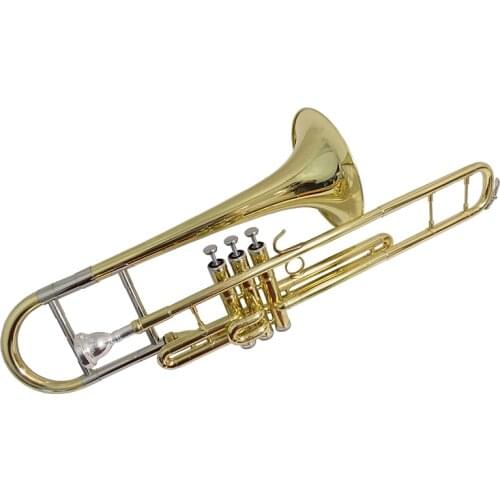 Pistons Trombone F key with Case Mouthpiece Yellow Brass Lacquer Wind Musical Instruments