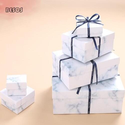 Simple Fashion Wedding New Year Party White Marbling Shoes Pajamas Scarf Jewelry Enlarged Rectangular Promotional Gift Box B163D