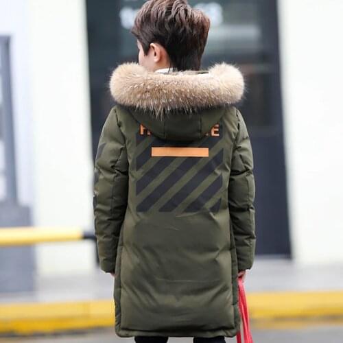 Boys Winter Down Coats Little Boys Jackets 5 6 years Big Boys Parkas 14 15 Real Fur Hooded Winter Children Outfit