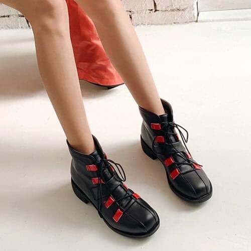 PXELENA 2019 Winter Warm Med Heel Boots Ladies Shoes Comfort Round Toe Lace Up Back Zip Knight Riding Biker Ankle Boots