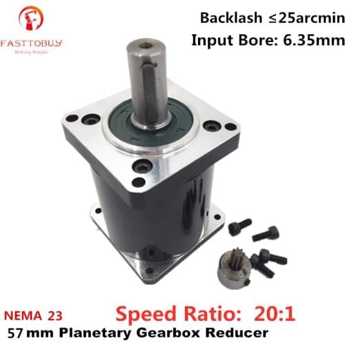 Input 6.35mm NEMA23 Ratio 20:1 Planetary Gearbox Reducer for NEMA23 57mm Servo/Stepper Motor ,57XG