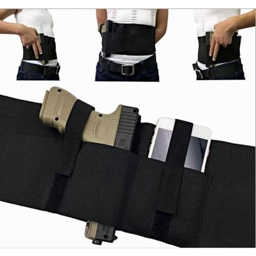 Adjustable Tactical Belly Band Gun Gun Holster Waist Band Pistol With Double Magazine Pouches Gun Holster Bag Hunting Belt