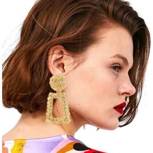 RONGBIN Big Vintage Earrings for women gold color Geometric statement earring 2018 metal earing Hanging fashion jewelry trend