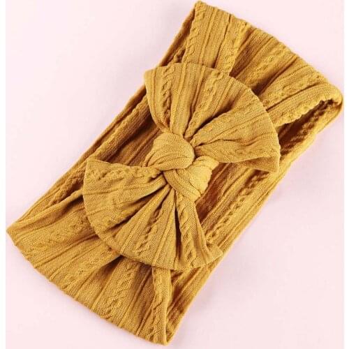 Wide Nylon Bow Baby Newborn Headband Knotted Bow Hair Band Braid Bows Baby Hair Accessories for Infants 27 Colors 2020