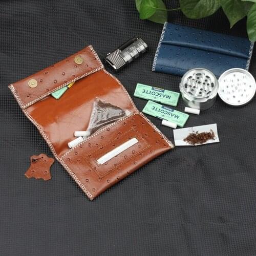 Tobacco Bag Portable Cigarette Rolling Pipe Tobacco Pouch Case Wallet Tip Paper Holder for Smoking