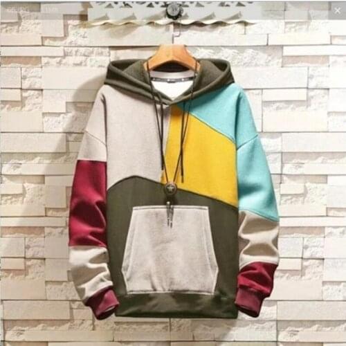 New Mens Sweatshirt Loose Patchwork Hoodies Men Women Casual Lovers Hooded Sweatshirts Female Sweatshirt Man Clothes