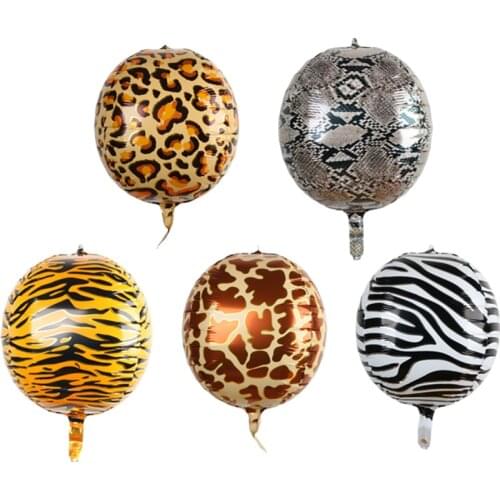 1pcs New 22 inch 4D Globos Animal Grain Foil Balloons Leopard Grain Tiger Stripe Birthday Party Decorations Adult Helium Balloon