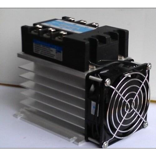 High quality 50A 3-phase SSR solid state relays DC-AC with heat sink and fan