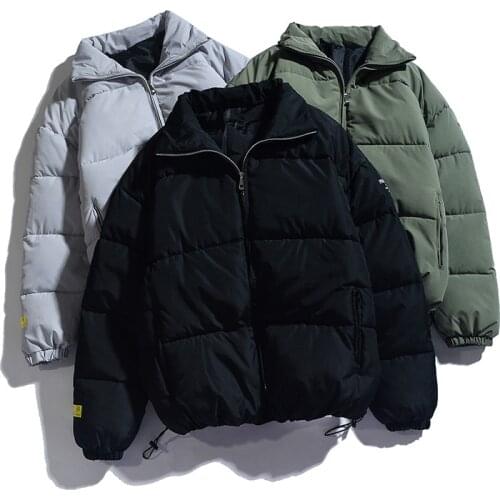 Winter Coat Mens Warm Parkas Streetwear Cotton Coats Thick Cotton Clothes Bread Jacket Casual Short Padded Jacket Stand-collar