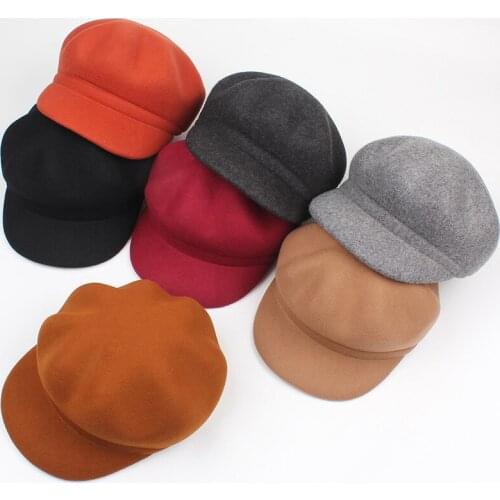 01909-2018070006 winter wool solid warm leisure Equestrian cap men women wool visors hat