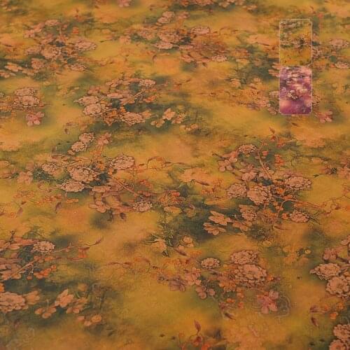 1 Meter Perforated Jacquard Grosgrain Red Cloud Yarn Silk Fabric Retro Womens Cheongsam Dress