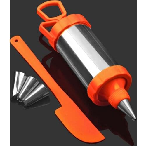 1SET DIY Stainless Steel Cake Decoration Nozzles Cream Butter Squeeze Syringe Gun Set Baking Tools ELM 007