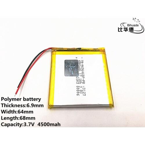 10pcs/lot 3.7V 4500mAH 696468 Polymer lithium ion / Li-ion Rechargeable battery for DVR,GPS,mp3,mp4