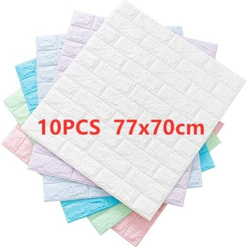 10pcs 3D Wall Stickers Panels Imitation Brick Self-adhesive Wallpaper Kitchen Bedroom Home Decor Living Room House TV Decoration