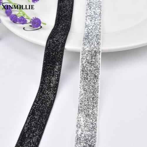 10yard/Lot Christmas Ribbon Black Silver 1cm/2cm Width Wedding Decoration Ribbon For Needlework Gift Ribbon Fabri Lace Sew On