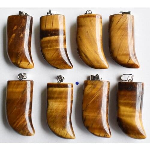 2021New Fashion top quality assorted natural tiger eye stone ox horn pendants charms for jewelry making 8pcs/lot Wholesale free