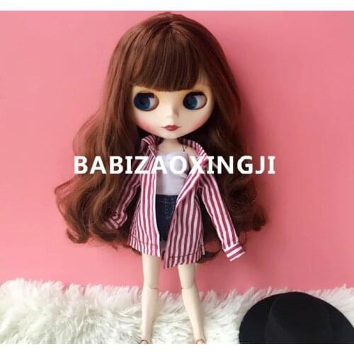 3Pcs/set Striped Shirt+Tube-tops+Shorts 30cm Doll Clothing for Pullip 1/6 Fashion Doll Clothes Blyth Doll Accessories for Barbie