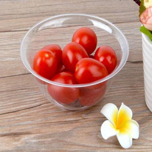 300ml Disposable Salad Bowl Clear Plastic Fruit Bowl Round Transparent Take Out Containers for Kitchen Party