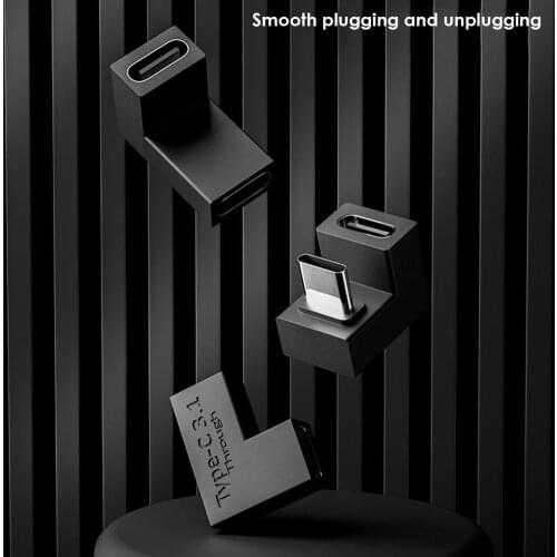 3 PCS USB C Adapters 90-Degree Elbow Adapters Support 10GBbps Rate USB C To USB C, Male To Female, New Type C Connector