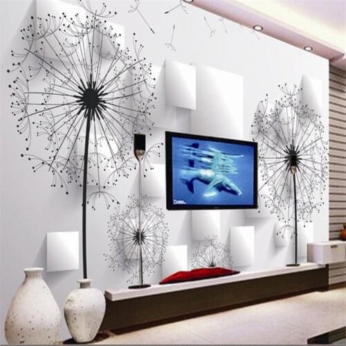 Beibehang papel de parede Custom murals wallpaper -3d stereo dandelion TV backdrop wall wallpaper for walls 3 d wall paper