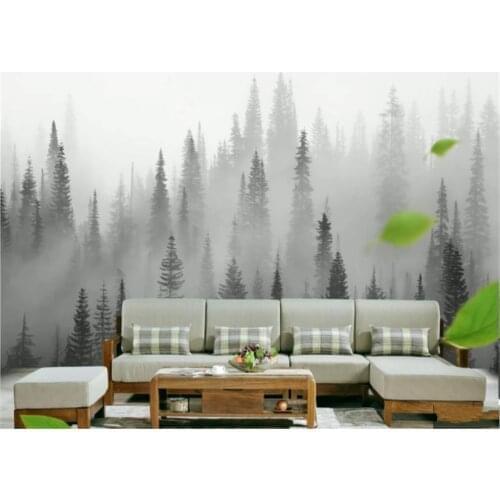Beibehang Custom wallpaper Nordic minimalist fresh watercolor hand painted woods fog forest room background wall paper