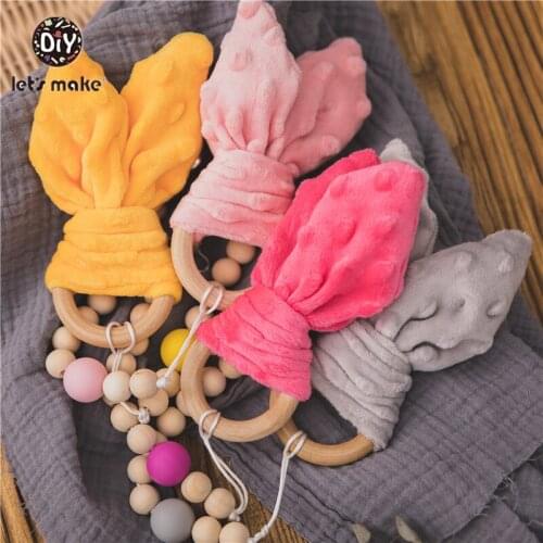 Beech Wood Baby Teether Rabbit ears Baby Nursing Bracelet Wooden Pendant For DIY Nursing Pacifier Chain Clips Baby Products