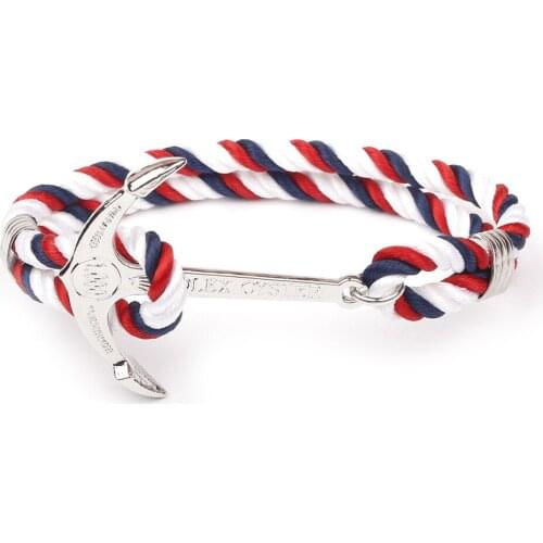 Fashion Navy Style Survival Bracelets Multilayer Rope Silver Color Anchor Bracelet for Women Handmade Men Jewelry SL159