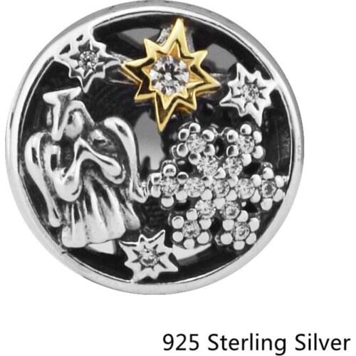 CKK 925 Sterling Silver 14K Gold Stars Angel Charms Original Beads Jewelry Making Fits For Bracelets & Bangle