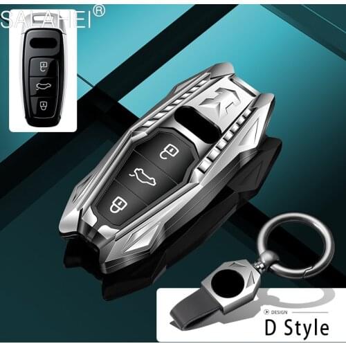 Aluminum Alloy Car Remote Key Case Cover Holder Shell For Audi A6 A6L A7 A8 A4 C8 Q8 Q5 D5 E-tron 2018 2019 2020 Accessories