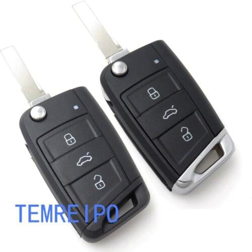 3 button Flip Key Shell For Vol kswagen Golf 7 MK7 Skoda Octavia A7 Seat Remote Keyless Auto Metal Part Replacement