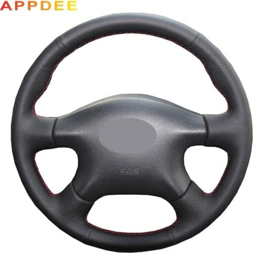 Black Leather Steering Wheel Cover for Nissan Almera N16 Pathfinder Primera Paladin Old XTrail 2001-2006 Renault Samsung SM3
