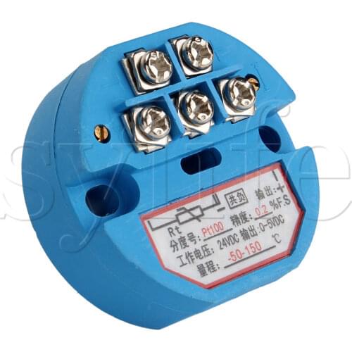 RTD PT100 Temperature Sensors Transmitter -50 to 150 Degree DC 24V 0-5V Blue