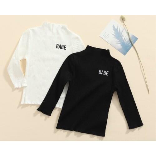 Kids Autumn Tops, Letters Embroidery Mock-Neck Long Sleeves Pullover Shirt for Boys, Girls, 1-6 Years