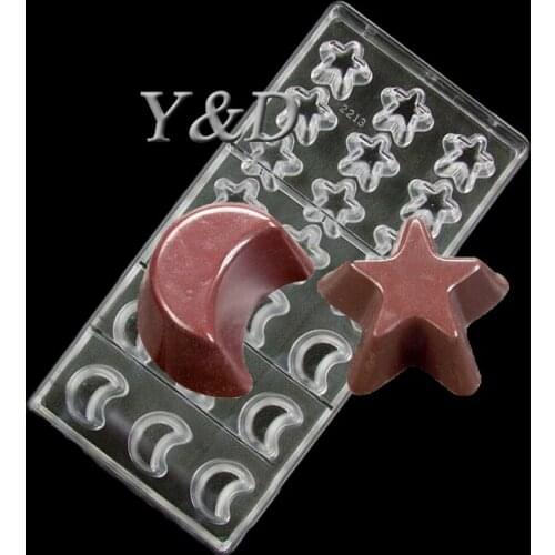Food Grade Moon And Star Shaped Mould Baking Tool Clear Polycarbonate Chocolate Mold DIY Chocolate PC Tool