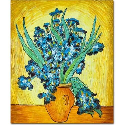 Van Gogh Iris Oil Painting Hand Painted on Canvas Flower Wall Art for Living Room Home Van Gogh Art Dining Room Decor Iris Art