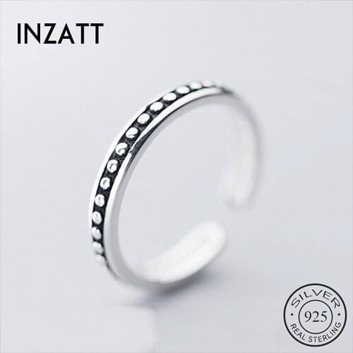 INZATT Real 925% Sterling Silver Geometric Adjustable Ring For Fashion Women Party Minimalist Fine Jewelry Punk Accessories Gift