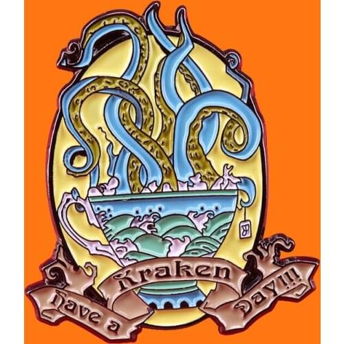 Kraken Nave A Day!!! Enamel Pins Devilfish Metal Cartoon Brooch Backpack Hat Bag Collar Lapel Badges Men Women Fashion Jewelry