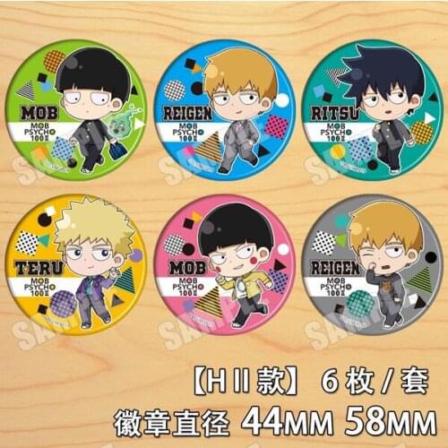 Anime Mob Psycho 100 Reign Ritsu Tern Figure 4675 Badges Round Brooch Pin Gifts Kids Collection Toy